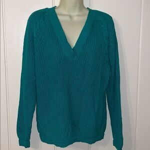 Vtg 80s Chaus Sport Petites green slouchy sweater